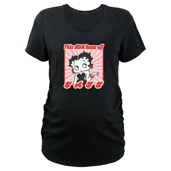 Women's Betty Boop This Mom Runs Off Sass Retro Graphic Maternity T-Shirt