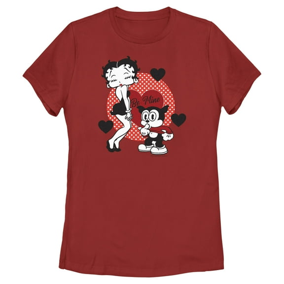 Women's Betty Boop Valentine's Day Bimbo Be Mine  Graphic Tee Red 2X Large