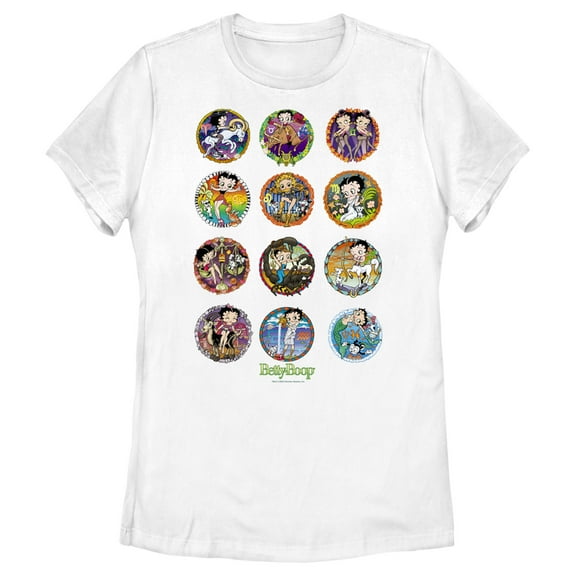 Women's Betty Boop Zodiac Signs  Graphic Tee White X Large