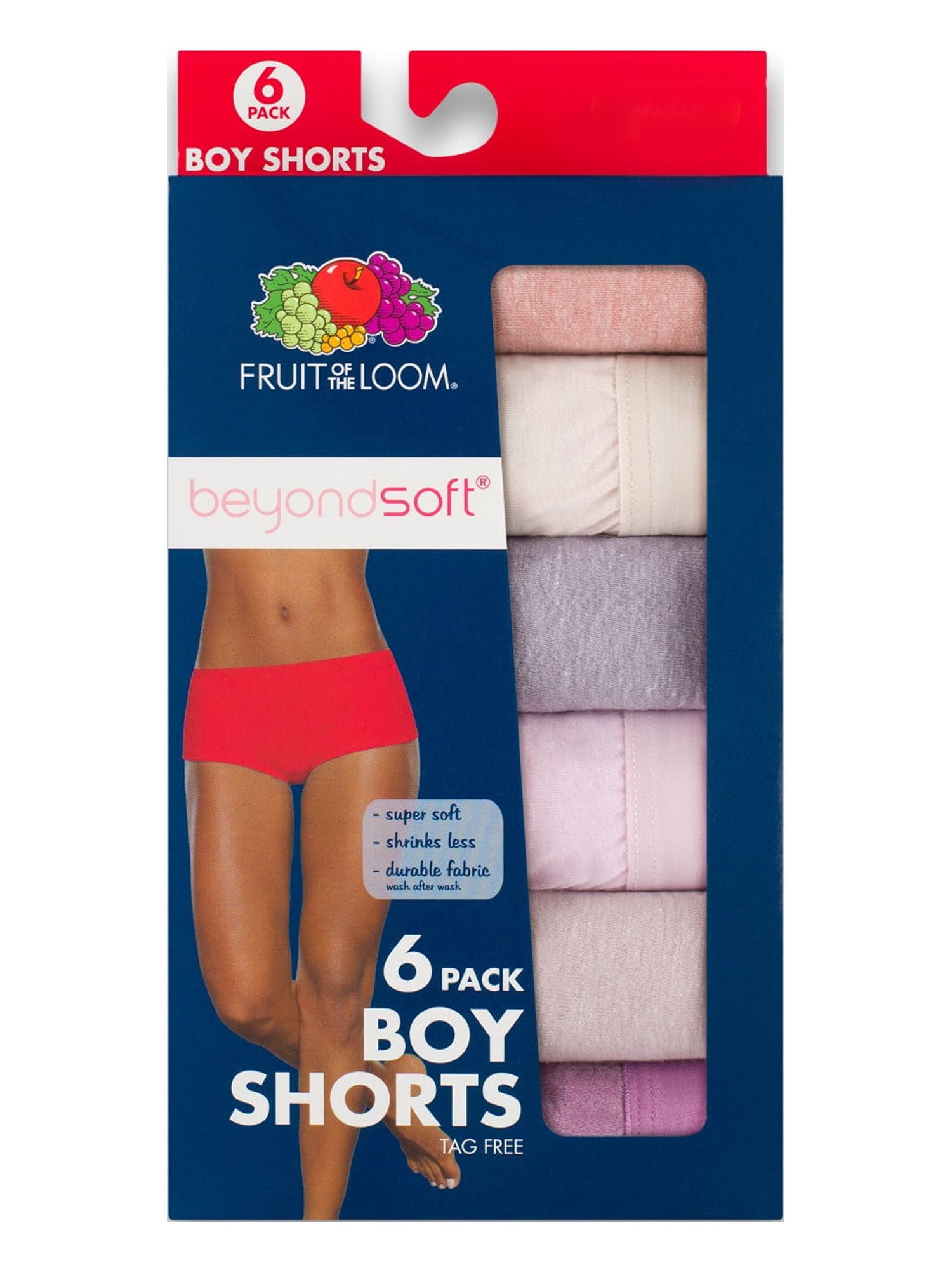 Women's Assorted Cotton Shortie Boyshort Panties, 6 Pack 