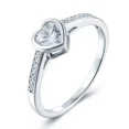 thumbnail image 1 of Women's Bezel Set Cluster Engagement Ring, Solitaire With Accents Anniversary Ring, 2.1 Ct Simulated Heart Cut Diamond Ring, 14K White Gold Plated, Pomise Proposal Wedding Ring For Her Bithday Gift, 1 of 3