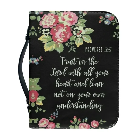 Women's Bible Bag New Bible Praise Poetry Print Bible Cover Case Zippered Handle Handbag Practical Study Book Holy Storage Boxes