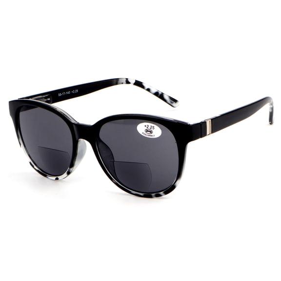 Women’s Bifocal 2-Tone Tortoise Reading Sunglasses – UV400 Tinted Lenses, Oval Cat-Eye Outdoor Fashion Readers +2.50