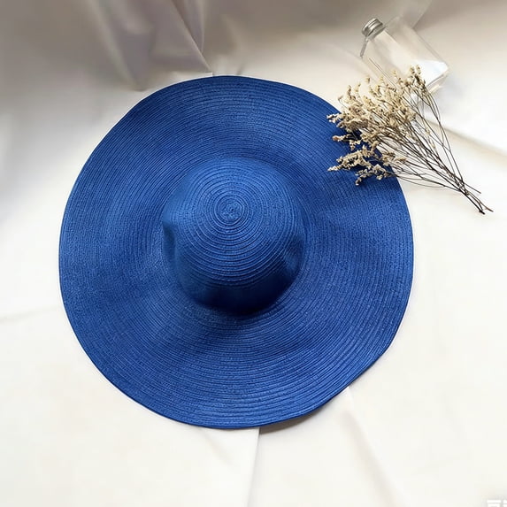 Women's Big Brim Paper Braid Hat Blue One Size