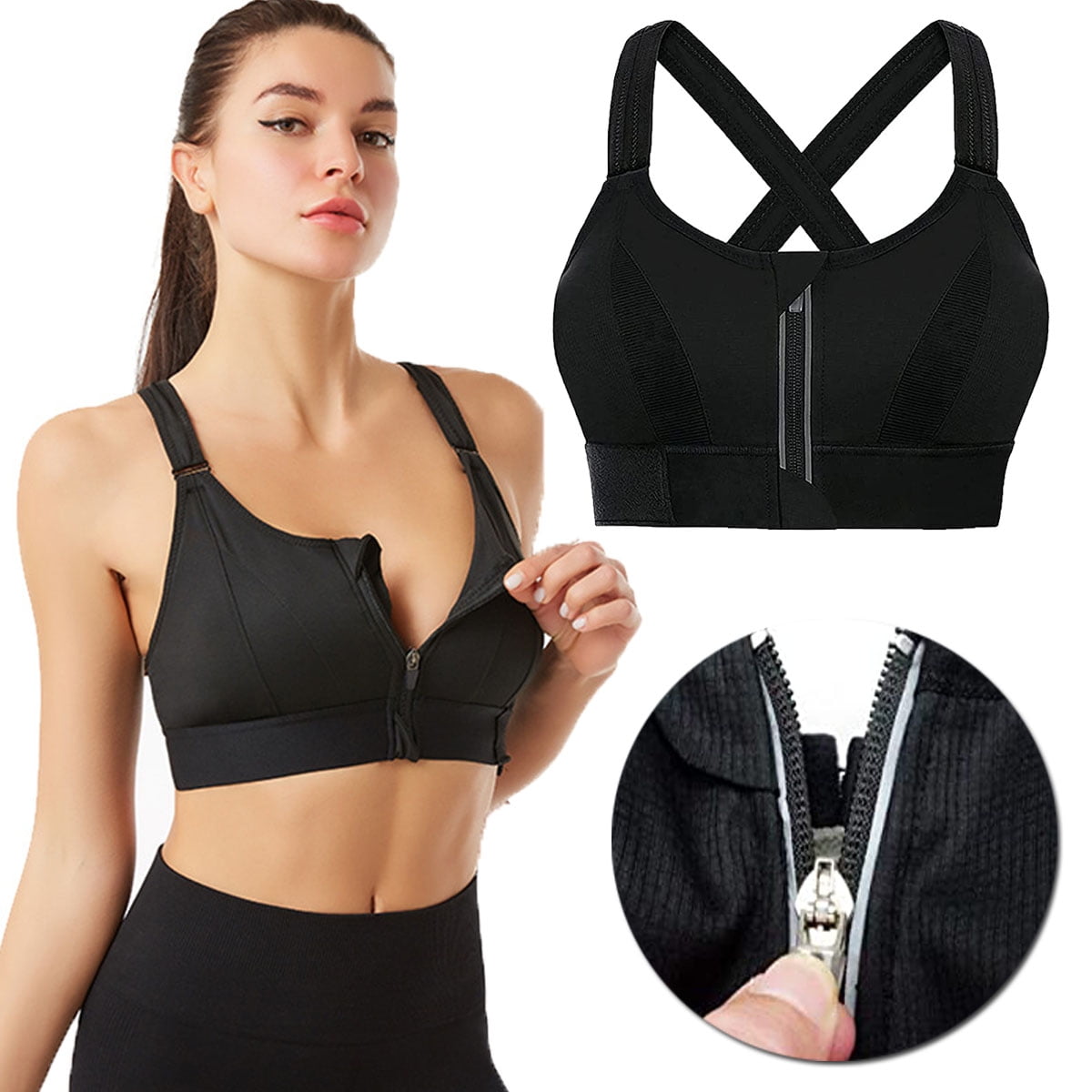 Sports Bras for Women High Impact Large Bust, Zip Front Fastening
