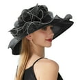 thumbnail image 1 of Women's Big Flower Decor Sun Hat Elegant English Lady Style Wide Brim Shading Hat Lightweight Breathable Summer Hat for Beach Travel by Gbobgt Black One Size, 1 of 4