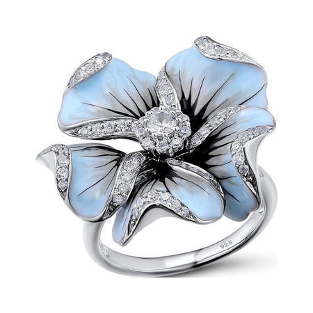 Women's Big Flower Drop Oil Diamond Ring