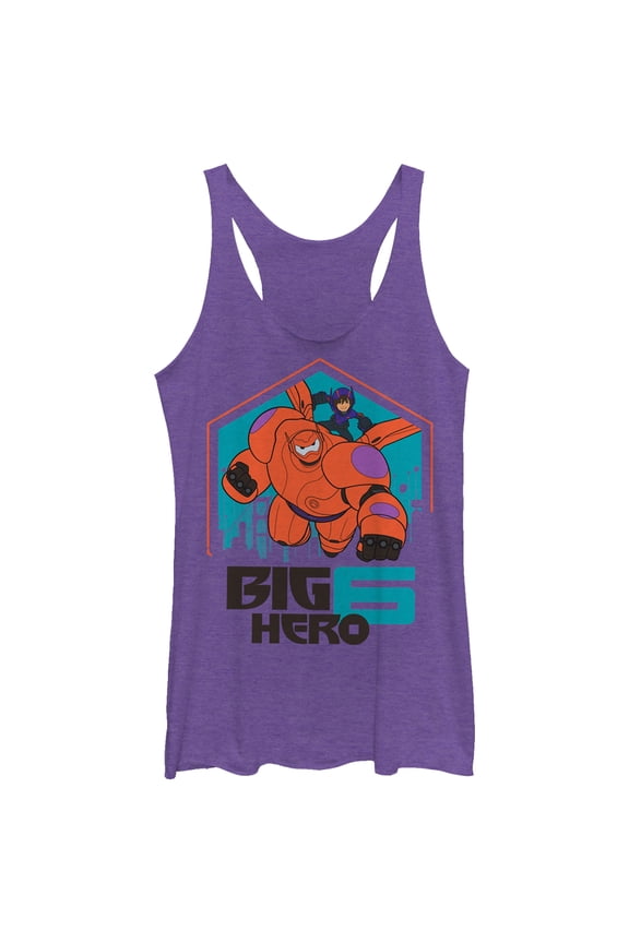 Women's Big Hero 6 Baymax and Hiro San Fransokyo  Racerback Tank Top Purple Heather Large