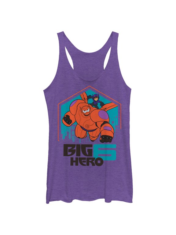 Women's Big Hero 6 Baymax and Hiro San Fransokyo Racerback Tank Top Purple Heather Medium