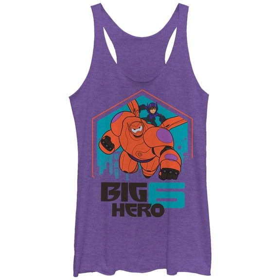 Women's Big Hero 6 Baymax and Hiro San Fransokyo Racerback Tank Top Purple Heather Small