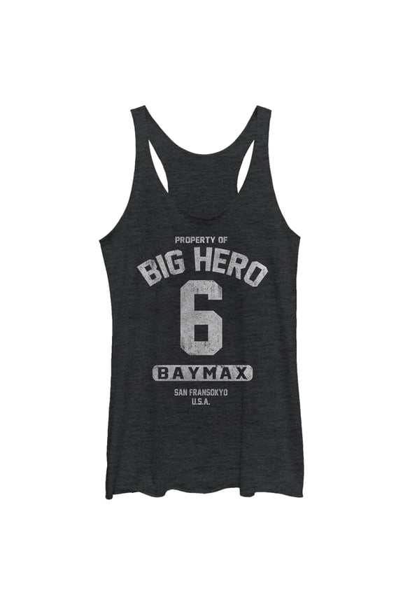 Women's Big Hero 6 Property Baymax  Racerback Tank Top Black Heather Large