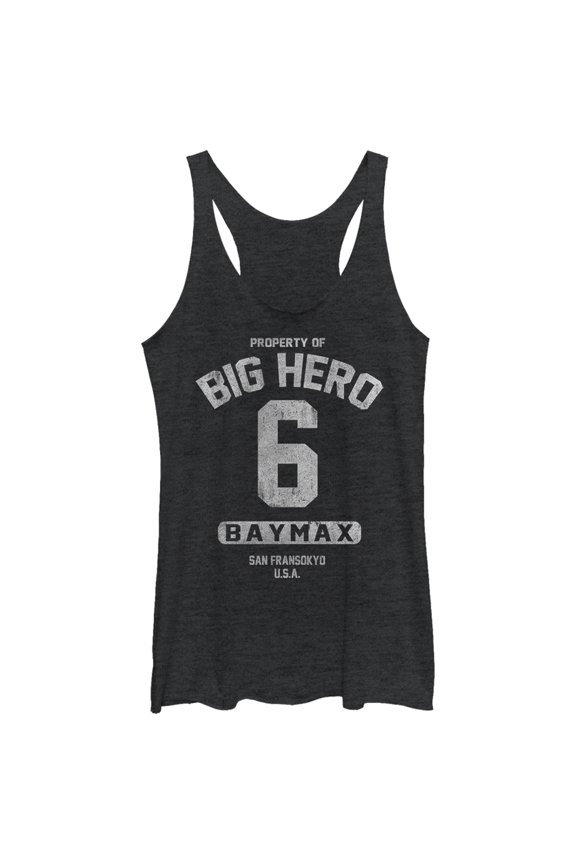 Women's Big Hero 6 Property Baymax Racerback Tank Top Black Heather Small
