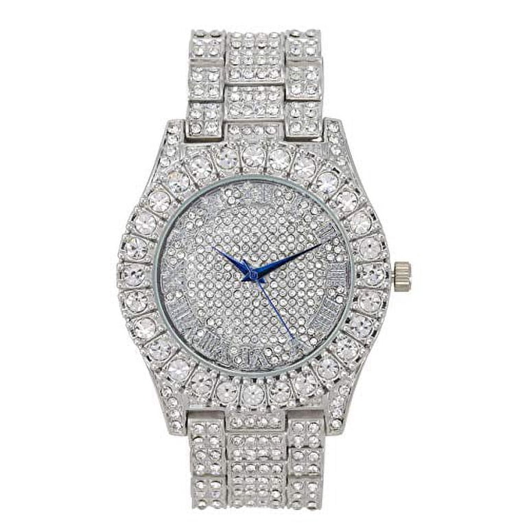 Women\'s Silver Big Rocks Bezel Colored Dial with Roman Numerals Wrist Watch Charles Raymond Women main image 2