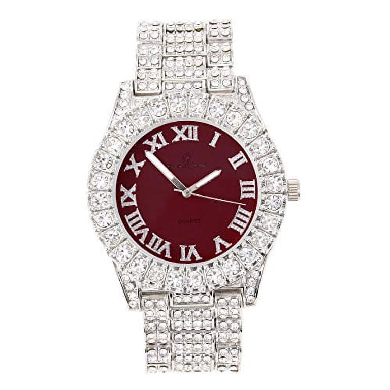 Women\'s Silver Big Rocks Bezel Colored Dial with Roman Numerals Wrist Watch Women main image 2