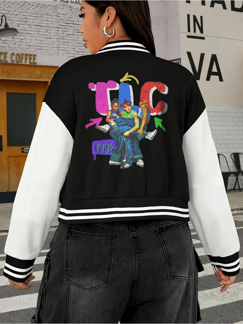 Women's Big Size Retro Baseball Jacket TLC Hoodie 90s Hip Hop Vintage  Oversize Ladies Jacket - Walmart.com, image size:800x1067