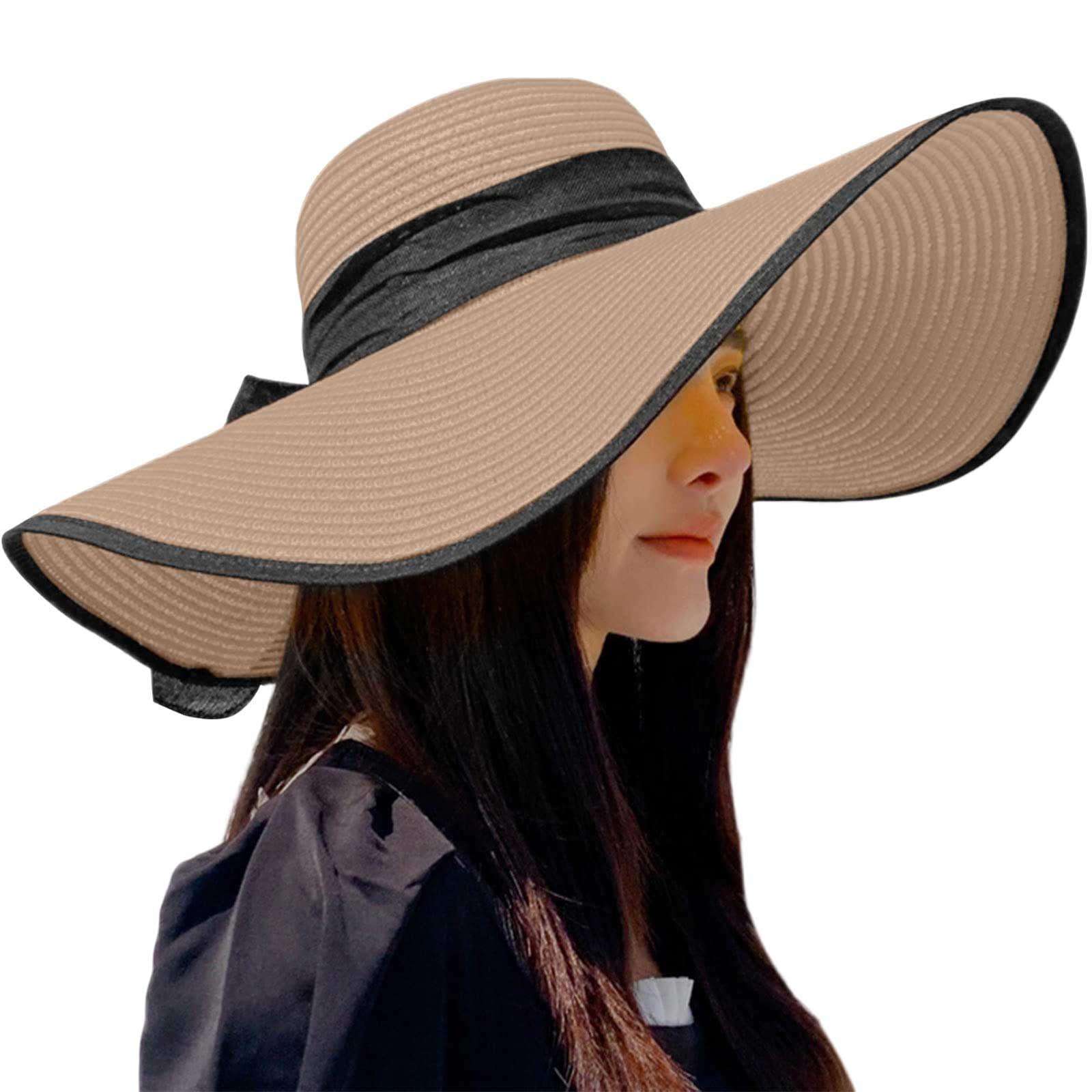 Oversized Beach Straw Sun Hat Wide Brim UV Protection Foldable Roll Up Women UV Protection Beach Sun Hat Foldable Straw Hat  main image 2