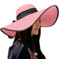 thumbnail image 1 of Women's Big Straw Wide Brim Beach Sun Hat Floppy, Foldable, Roll-Up, Adjustable, Breathable, for Outdoor Activities, 1 of 3