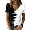 thumbnail image 1 of Women's Big V Neck T-Shirt 3D Abstract Print Short Sleeve Casual Basic Weekend Casual T-Shirt, 1 of 2