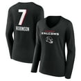 thumbnail image 1 of Women's Bijan Robinson Black Atlanta Falcons Team Wordmark Name & Number Long Sleeve V-Neck T-Shirt, 1 of 3