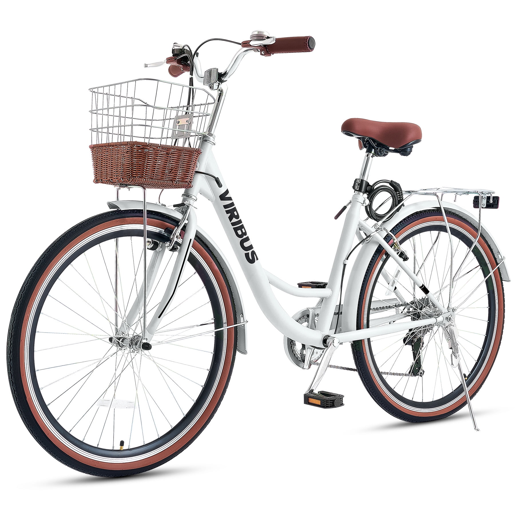 Viribus 26 Womens 7 Speed Basket Beach and City Cruiser Bicycle