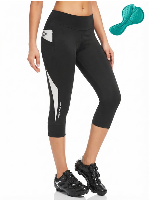 Women's Bike Pants 4D Padded Cycling Capris Shorts 3/4 Bicycle Biking Tights with Pockets