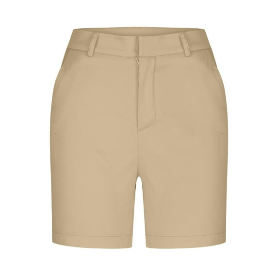 Women's Bike Shorts Bermuda Shorts for Women, 2025 Trendy Summer Casual High Waisted Chino Pants Dressy Work Office Shorts with Pockets Khaki Khaki S