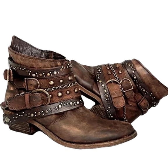 Women's Biker Ankle Boots Mid Calf Motorcycle Fashion Festival Boots Combat Riding Military Boots for Women Gold 9