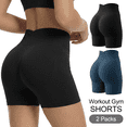 thumbnail image 1 of Women’s Biker Shorts 2 Pack High Waisted Tummy Control Workout Yoga Shorts Seamless Stretchy Athletic Running Cycling Short Leggings, 1 of 8