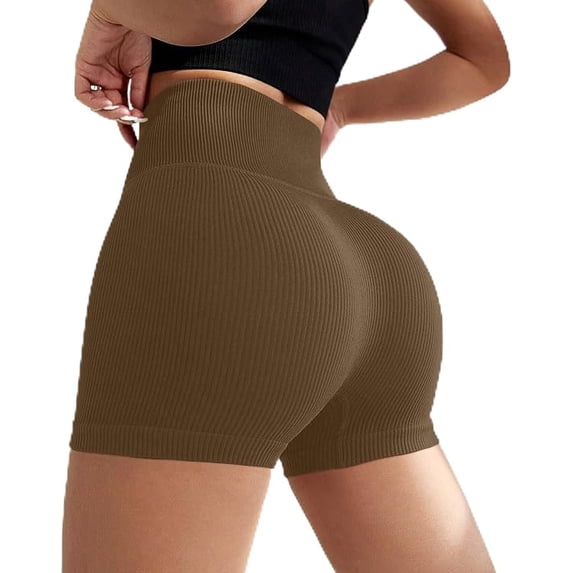 Women's Biker Shorts Gym Ribbed High Waisted Spandex Yoga Shorts,High Waisted Seamless Butt Lifting Scrunch Butt Sports Shorts
