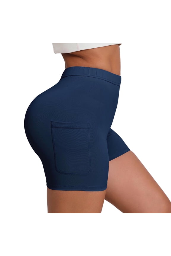 Women's Biker Shorts High Waist Yoga Workout Gym Running Volleyball Spandex Shorts with Pockets