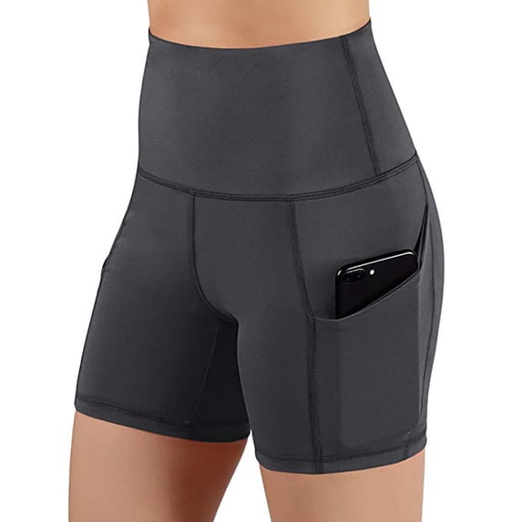 Women's Biker Shorts High Waist Yoga Workout Gym Running Volleyball Spandex Shorts with Pockets