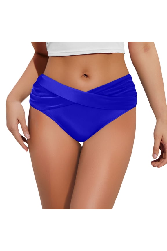 Women's Bikini Bottom Front Ruched Bathing Suit Bottoms, High Quality Fabric, Tummy Hiding Design, Multiple Sizes