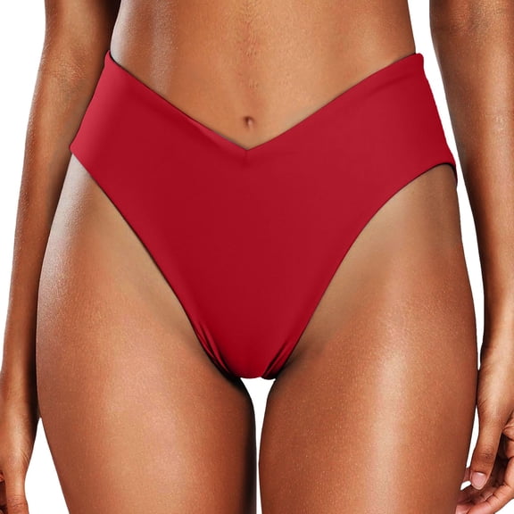 Women's Bikini Bottom Sexy V Cut High Cut Swimsuit High Waisted Bathing Suit Bottoms