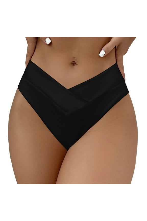 Women's Bikini Bottom V Cut High Waisted Swim Hipster High Cut Swim Bathing Suit Bottoms
