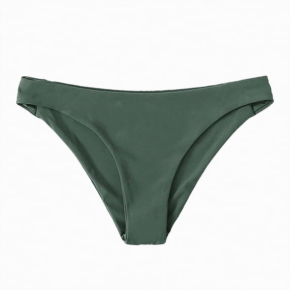Women's Bikini Bottoms High Cut Swimsuit Bottom Solid Color Mid Waist Swim Bottoms