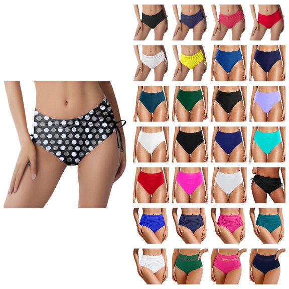 Women's Bikini Bottoms Waterproof Menstrual Swim Bathing Suit Full Coverage Ruched Gray Bikini Tankini Bottom Swimsuit Brief