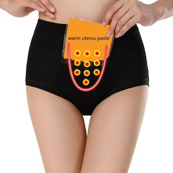 Women's Bikini Brief Underwear Pack Large Textile Pocket Menstruation Warm High Waist Anti Side Leakage Sanitary Physiological Pants Panties