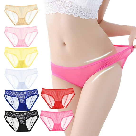 Women's Bikini Brief Underwear Pack Low Waist Sheer Mesh Cute Seamless Panties Saving on Clearance