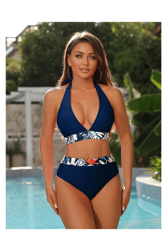 Women's Bikini Set 3 Piece - Tropical Print Swimsuit with Cover Up; Deep V Neck Bathing Suit & Beach Kimono; Summer UV Protection Swimwear for Women