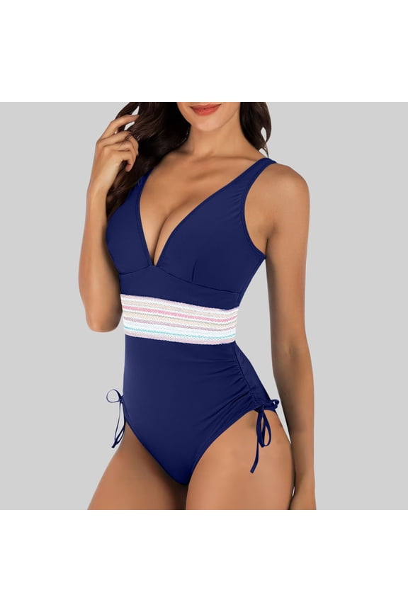 Women's Bikini Set, Backless Two Piece Swimsuit, Bandage Bathing Suit with Removable Padding, Solid Color Beachwear for Swimming and Vacation