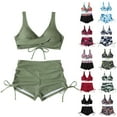 thumbnail image 1 of Women's Bikini Set Printed Two Piece Fashion Sexy Swimsuit with Removable Bra Pads No Underwire for Beach Vacation,Light Brown,M, 1 of 5
