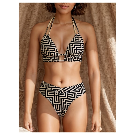 Women's Bikini Set Sexy Printed Two Piece Swimsuit - Floral Bathing Suit for Women - Adjustable Straps Padded Push Up Top with High Waisted Bottom - Summer Beachwear