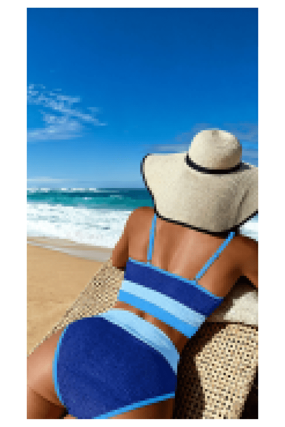 Women's Bikini Set - Sexy Two Piece Swimsuit - Color Block Bathing Suit for Beach, Vacation, Hot Springs - Adjustable Straps, High Cut Legs