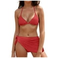 thumbnail image 1 of Women's Bikini Sets Color Block Two Piece Swimsuit High Waisted Bathing Suits for Women Ribbed Swimwear Swim Suits Gibobby(S,Red), 1 of 9