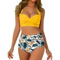 thumbnail image 2 of Beachsissi Women's High Waisted Tankini Set - Two Layer Falbala Design 2 Piece Swimsuit 2 of 14