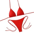 thumbnail image 1 of Women's Bikini Sets Polka Dots Print Bathing Suit Halter Triangle Tie Side Two Piece Swimsuit Red S, 1 of 5