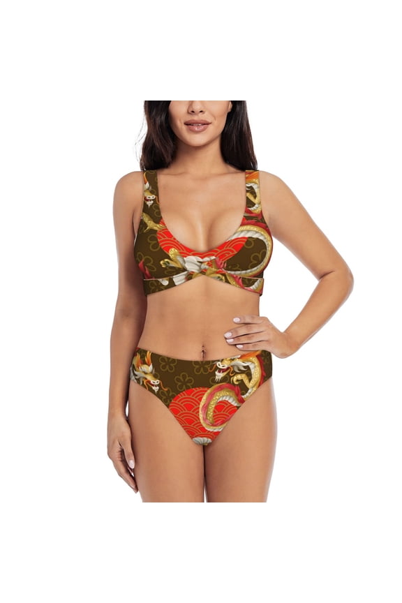 Women's Bikini Sets Sexy Two Piece Bathing Suit Triangle Swimsuits, Asian Dragon Oriental Dragons