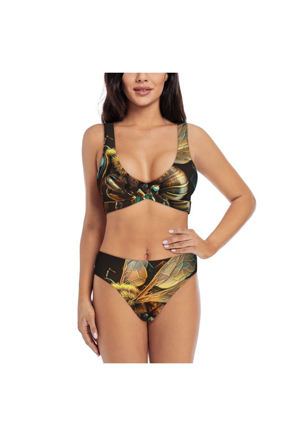 Women's Bikini Sets Sexy Two Piece Bathing Suit Triangle Swimsuits, Bee Honey Honeybee Cool