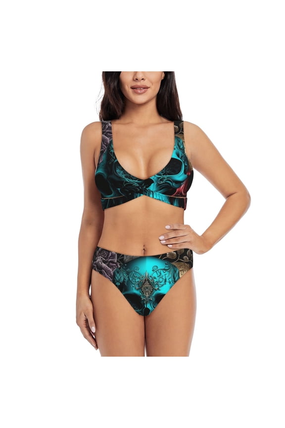 Women's Bikini Sets Sexy Two Piece Bathing Suit Triangle Swimsuits, Cool Skulls Gothic Day Of The Dead