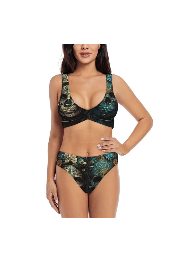 Women's Bikini Sets Sexy Two Piece Bathing Suit Triangle Swimsuits, Skulls Gothic Day Of The Dead Skull Lovers